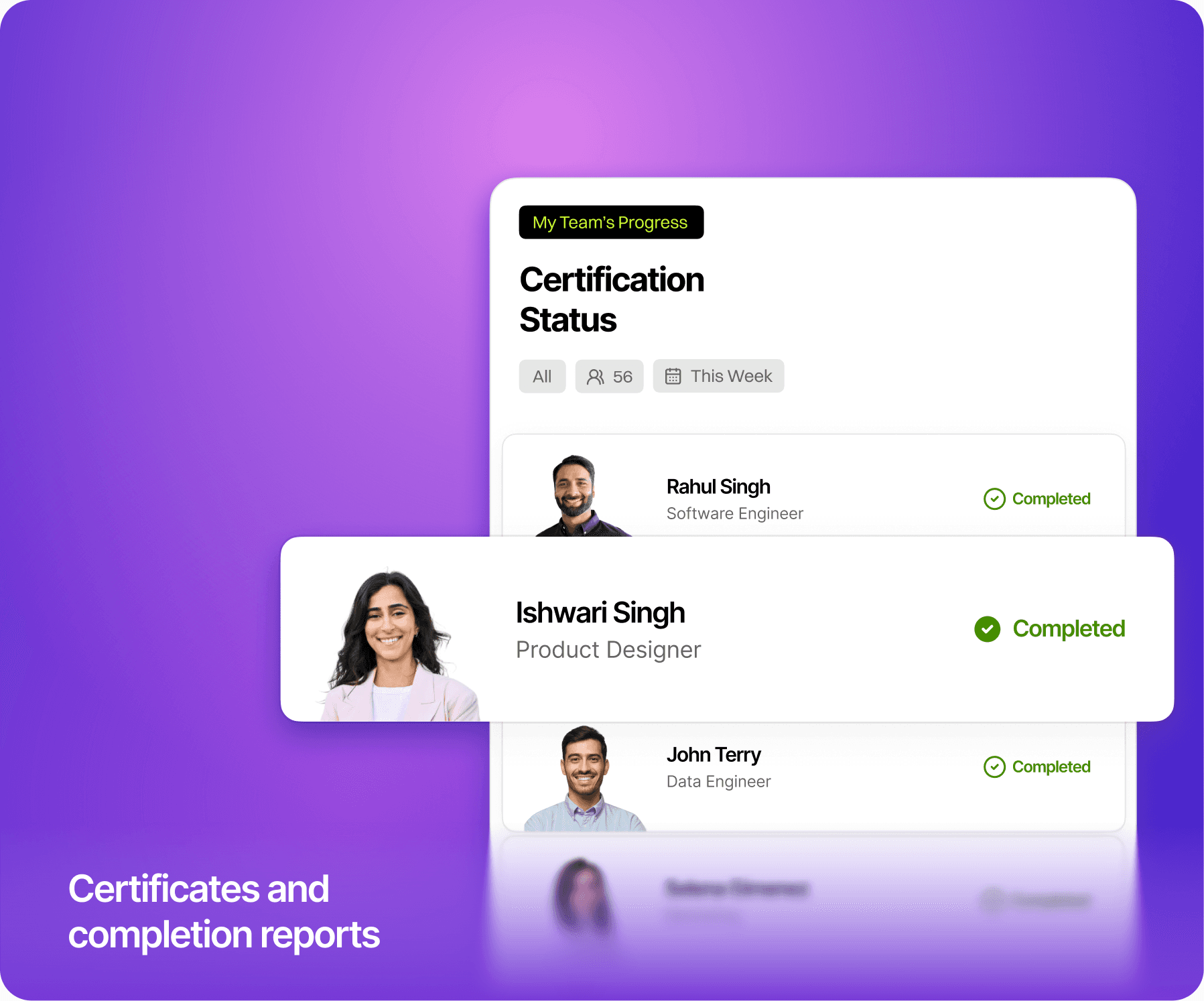 Certificates and completion reports